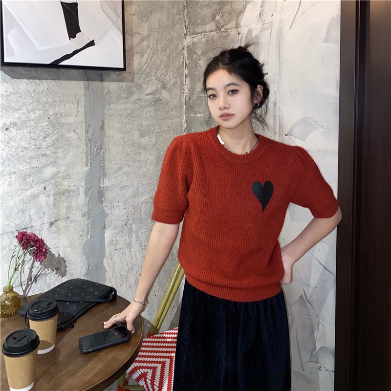 QADCOL Áo sweater Dệt Kim Tay Ngắn Dáng Rộng Thiết Kế Đơn Giản Hợp Thời Trang