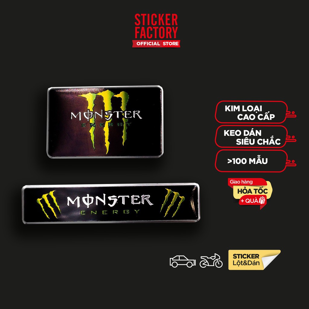 Set 2 sticker metal hình dán - Monster Energy - STICKER FACTORY