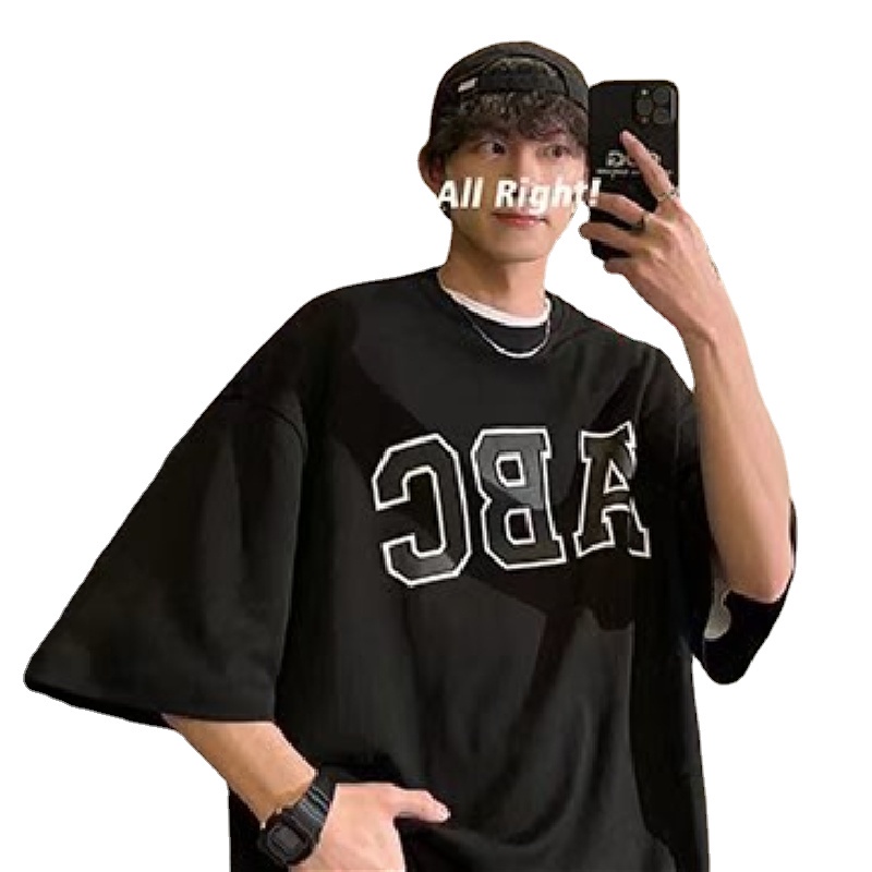 Áo Thun Tay Ngắn Dáng Rộng In Chữ Phong Cách Hip Hop Nhật Bản Thời Trang Mùa Hè Cho Nam size M-5XL