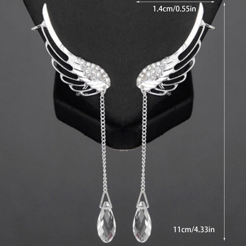 Khuyên Tai Dáng Dài Hình Cánh Thiên Thần Đính Đá Pha Lê Phong Cách Bohemian Mới