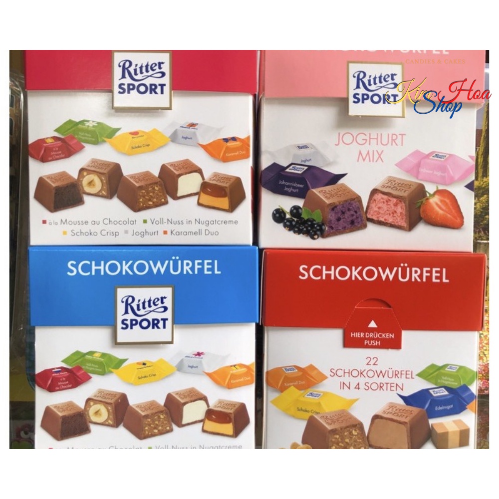 GIFT BOX hộp quà tặng SÔ-CÔ-LA tổng hợp RITTER SPORT Schokowürfel EU - MADE IN GERMANY
