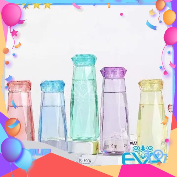 Bình Đựng Nước Thủy Tinh Màu, Dáng Kim Cương Diamond Cao Cấp, Dung Tích 500ml, Siêu Đẹp, Siêu Tiện Dụng - BX