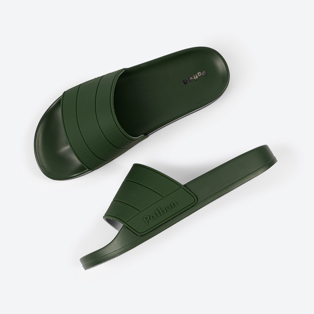Dép nam nữ quai ngang slipper Pathon quai PVC và đế PU xanh lá mẫu 2 SD55