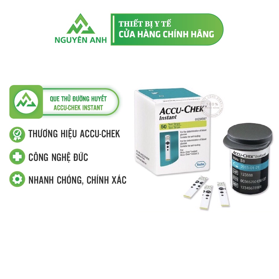 Que thử đường huyết Accu Chek Instant - Que thử đường huyết độ chính xác cao, an toàn (50 Que) - Y Tế Nguyên Anh