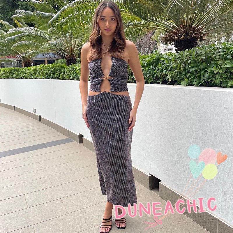 DUNEA Đầm Dây Xích Hở Lưng Gợi Cảm Cho Nữ