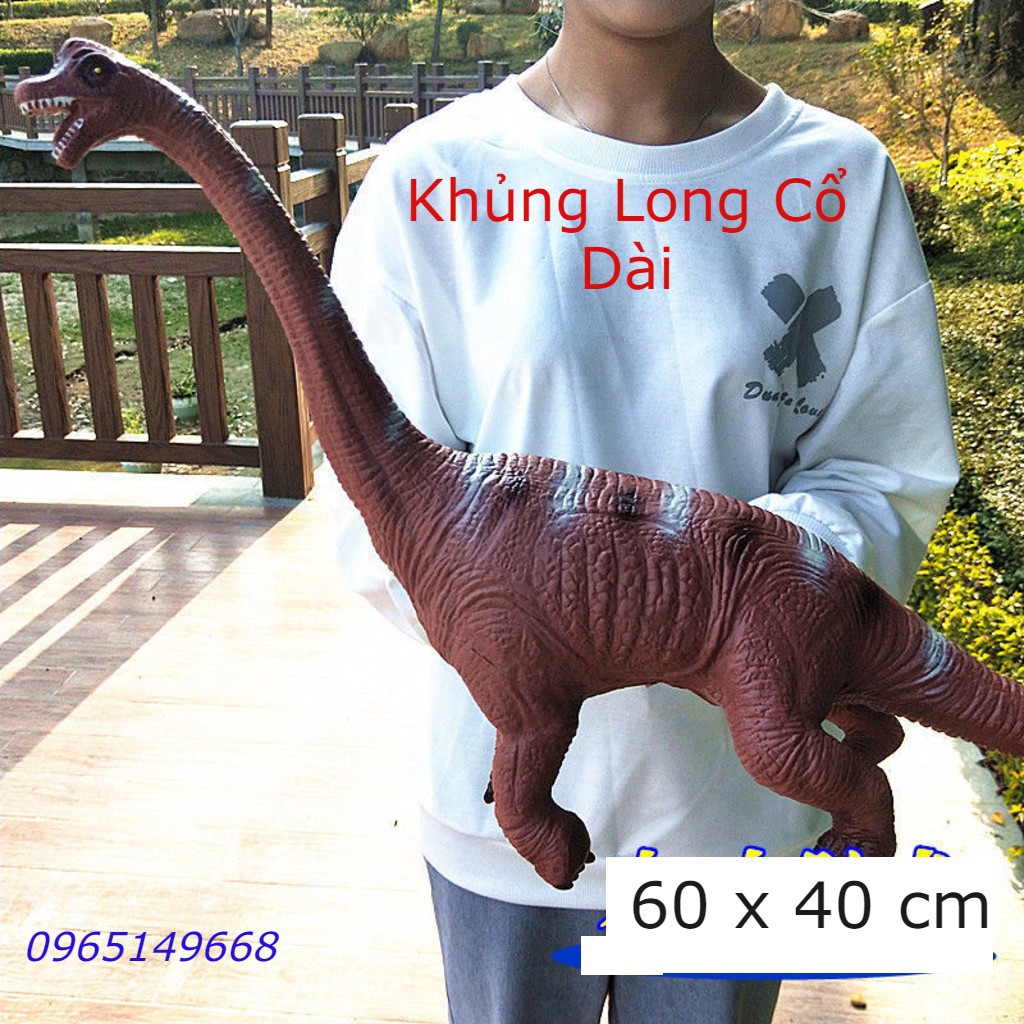 Đồ chơi khủng long Brachiosaurus cổ dài bằng nhựa dẻo nhồi bông biết kêu