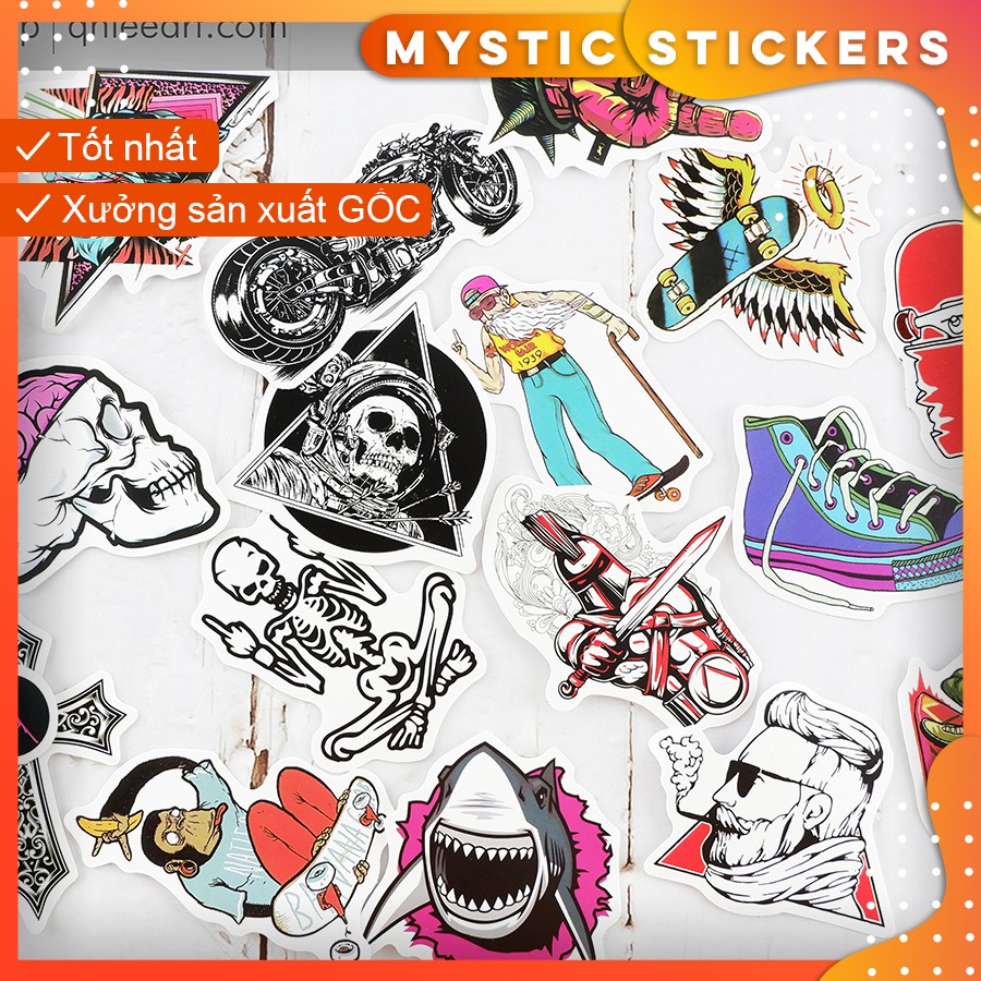 [SET TỔNG HỢP #6] 100 Sticker chống nước/trang trí, set mix ,dán xe laptop mũ bảo hiểm vali...