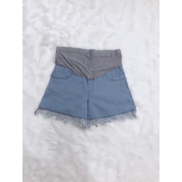 Quần sooc bầu❤chất jean xịn loại 1co giãn thỏa mái❤️quần đùi bầu có chun chỉnh theo từng thai kỳ❤️size s~2xl QB103 JE