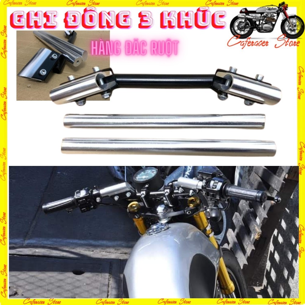 GHI ĐÔNG 3 KHÚC 💎 Hàng nhôm nguyên khối chống rung lắc chuyên dùng độ các xe cao cấp dáng cafe racer | BigBuy360 - bigbuy360.vn