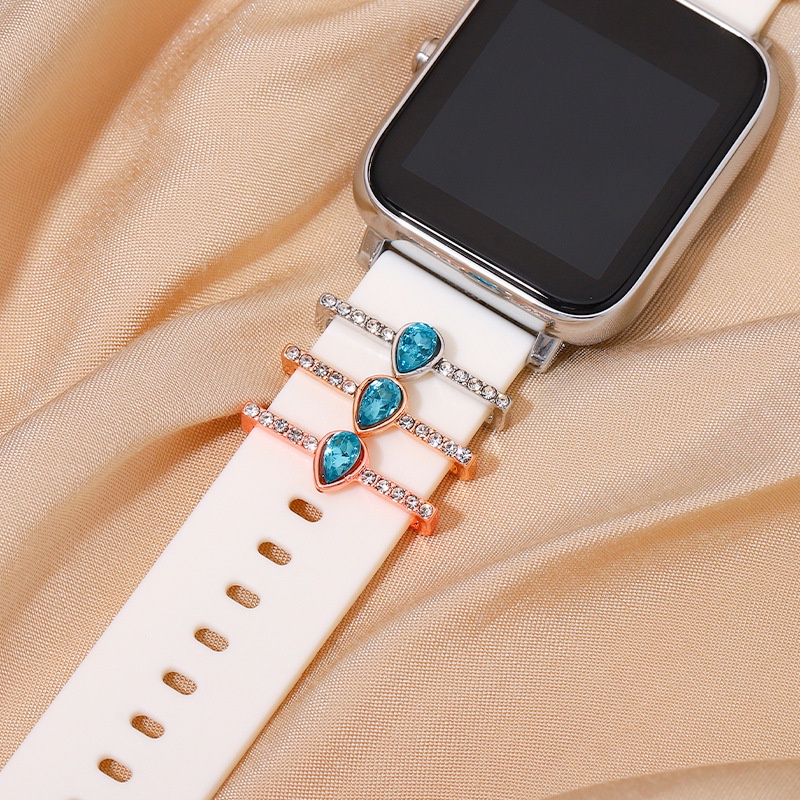 Dây Đeo Đồng Hồ Bằng Silicone Đính Kim Cương Giả 41mm 45mm 44mm 40mm Cho iWatch Seires 7 6 5 4 3 SE