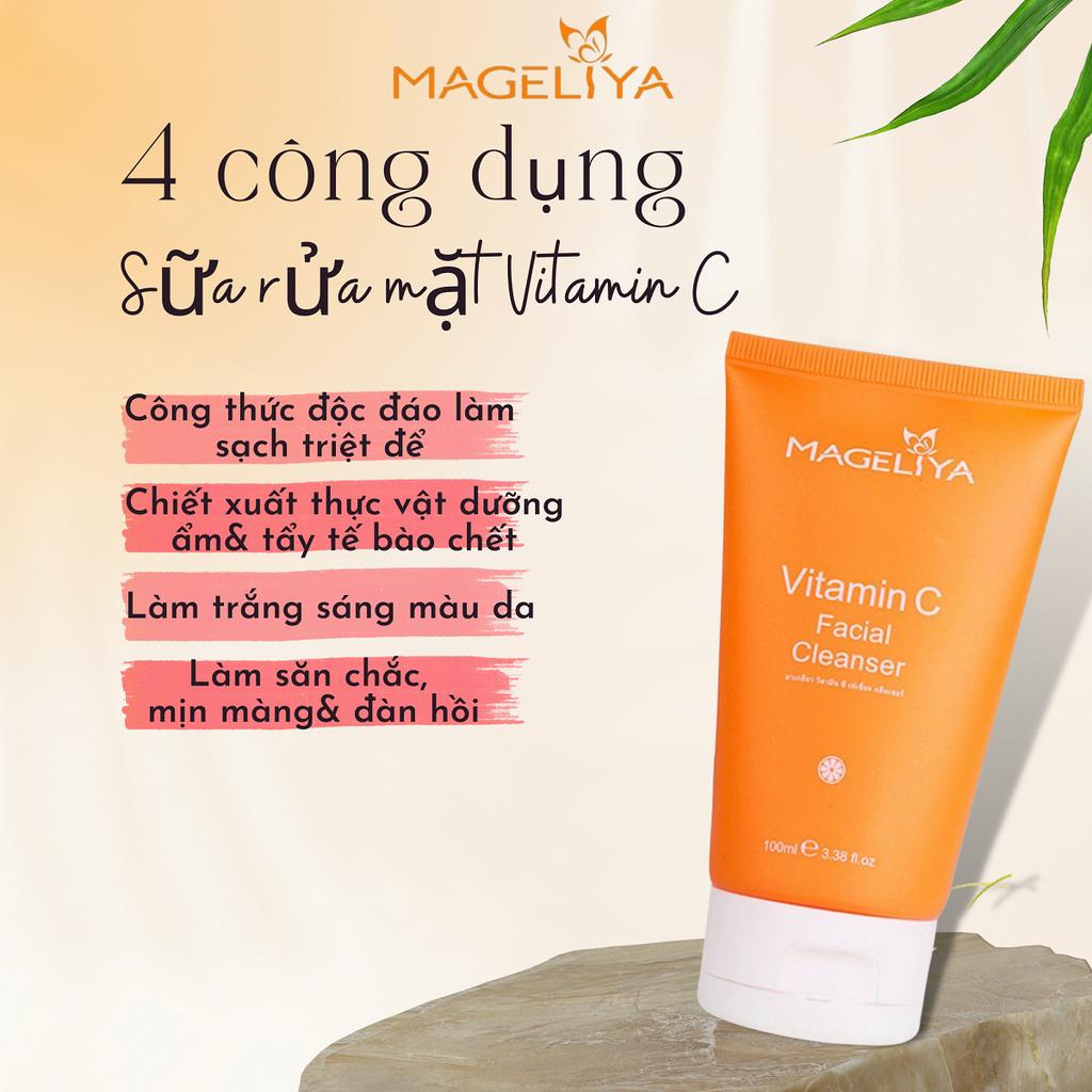 Sữa rửa mặt Mageliya Vitamin C Facial Cleanser Thái Lan làm sạch sâu, dưỡng ẩm, trắng sáng da, ngừa mụn 100g