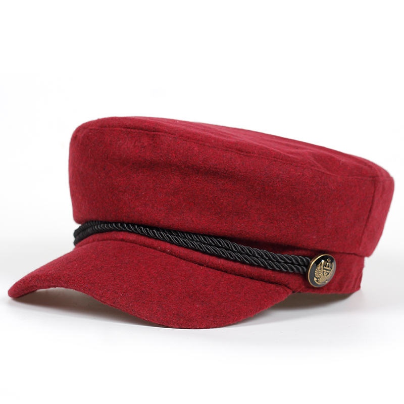 Mũ Beret vải nỉ màu trơn phong cách quân đội thời trang mùa đông cho nữ