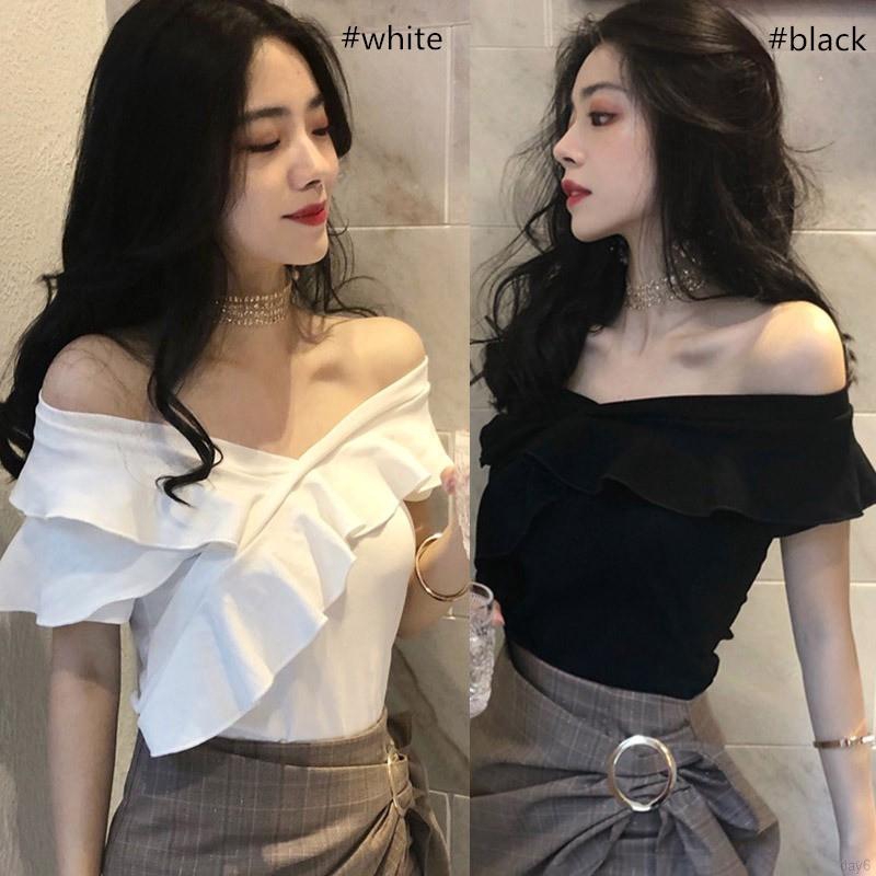 Áo thun nữ hở vai dáng ôm kiểu Hàn Quốc