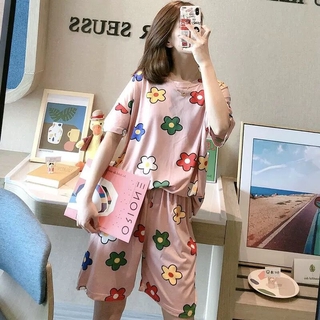 Bộ Đồ Ngủ Lụa In Hình Chuột mickey Plus Size Cho Nữ
