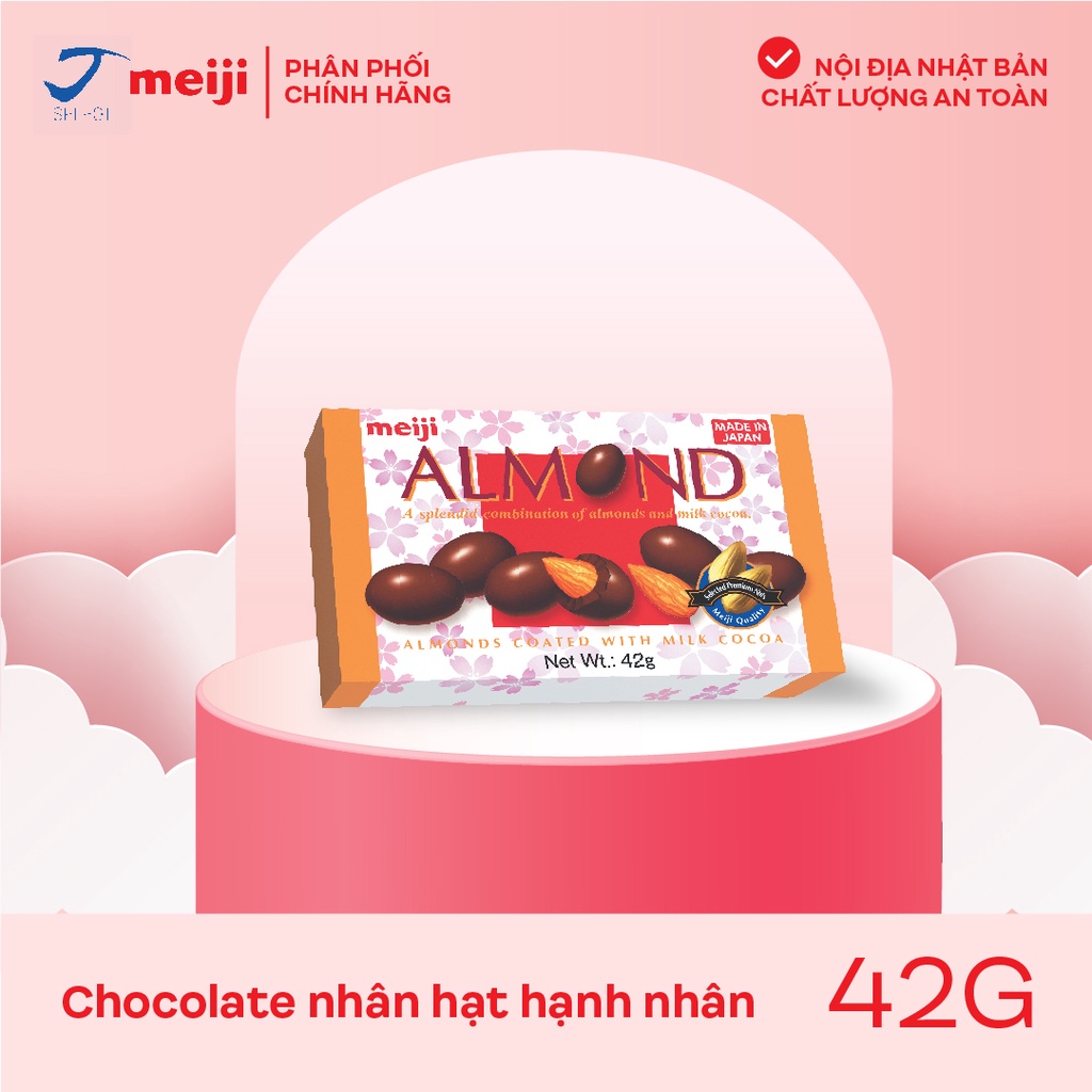 Socola nhân hạt Hạnh nhân Meiji Almond Chocolate Nhật Bản 42g