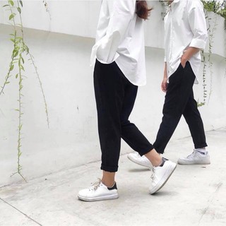 SƠ MI TRƠN BASIC TRẮNG UNISEX