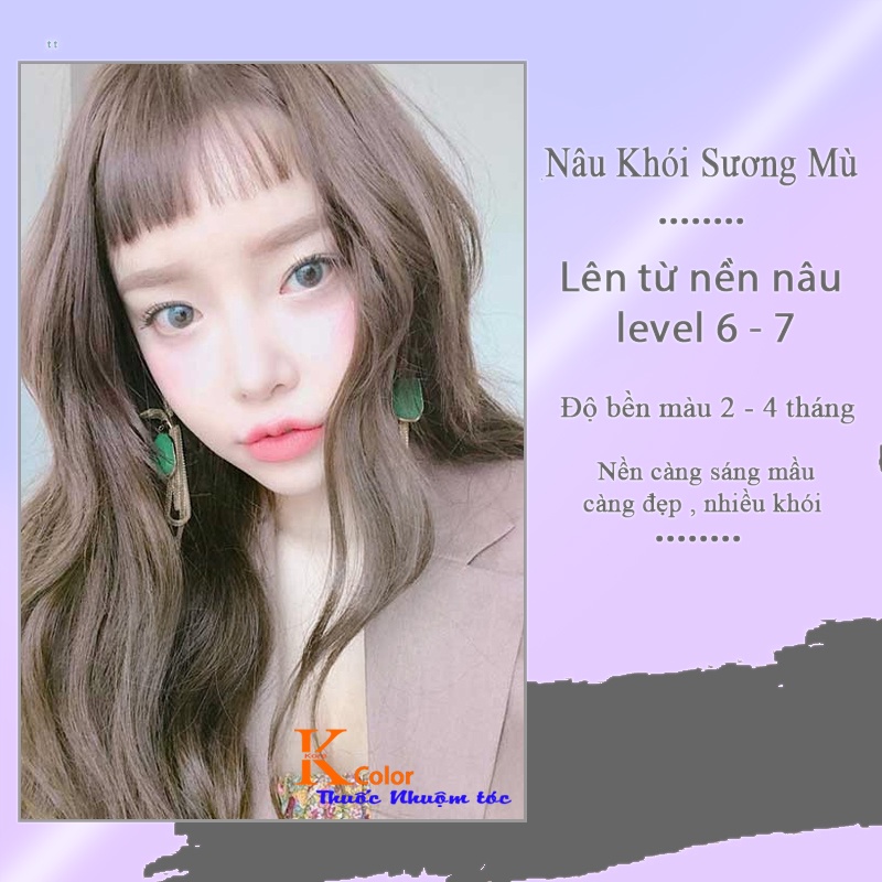 Thuốc nhuộm tóc NÂU KHÓI XƯƠNG MÙ không tẩy sử dụng tại nhà nhiều thảo dược giá rẻ Kcolor