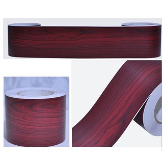 Decal dán viền 10cm x 10cm  Đường viền dán chân tường - giả ván gỗ đỏ