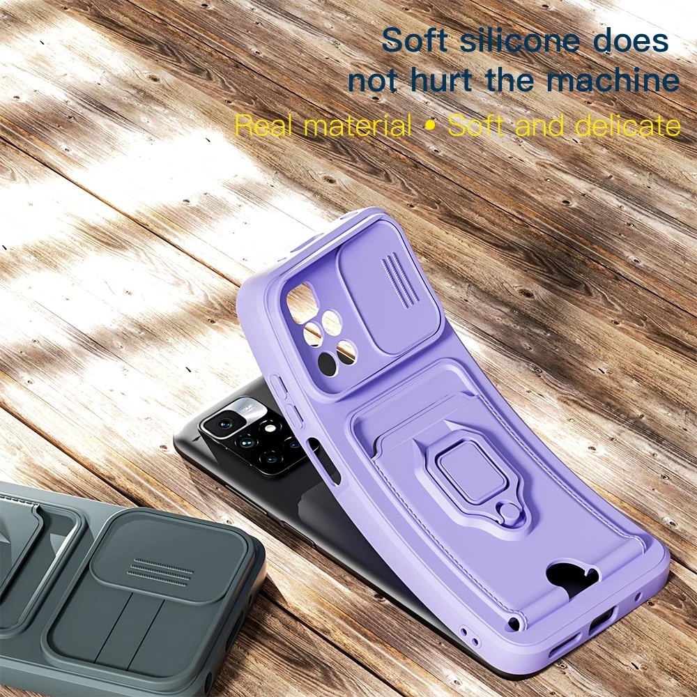 Ốp Điện Thoại Mềm Có Ngăn Trượt Đựng Thẻ Và Dây Đeo Cho Xiaomi Redmi 10 4G 9T 9C 10A / Redmi Note 9S 9 8 Pro