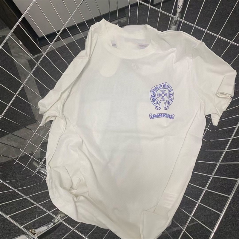 Ch High Street Trend Áo Thun Tay Ngắn Dáng Rộng In Hình Móng Ngựa Cổ Điển Phía Trước Thời Trang Đường Phố Giản Dị