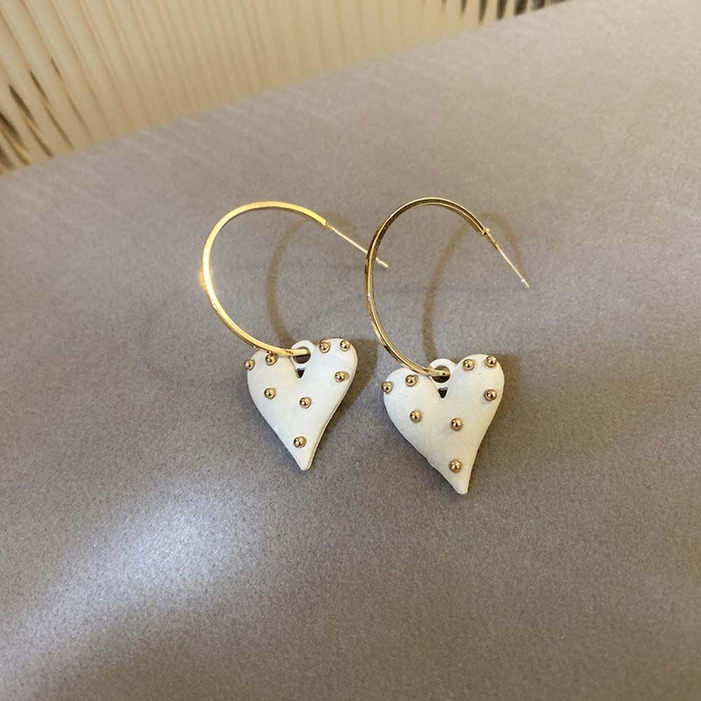 Khuyên Tai Thả Tim VANES1 Kiểu Pháp|Khuyên Tai Kim Loại Hình Trái Tim Nhiều Màu Sắc Thời Trang Cho Nữ