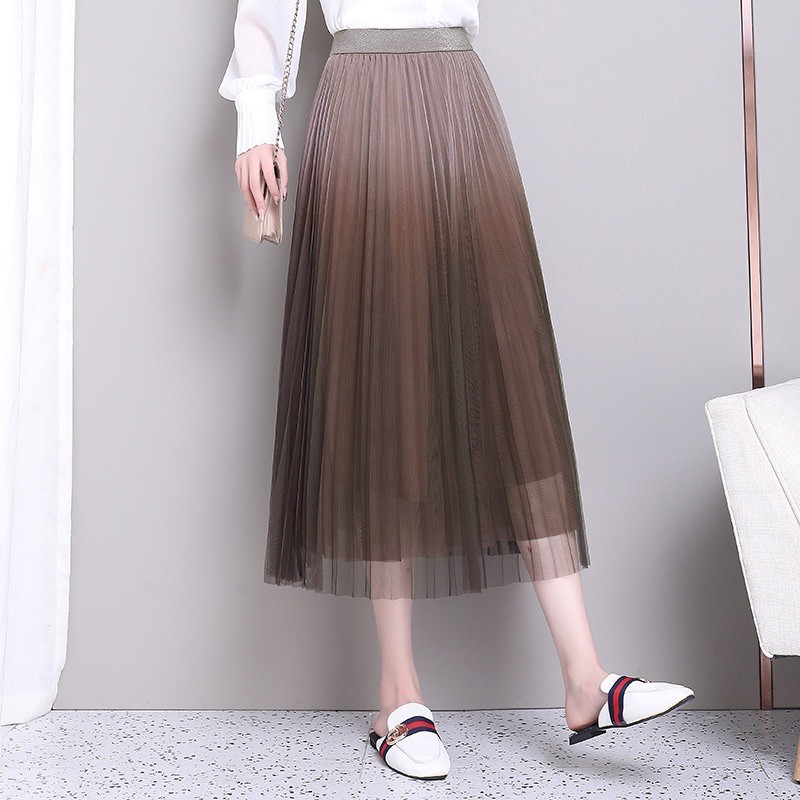 [Jamela Store] Chân váy xếp ly phối màu loang dáng dài | BigBuy360 - bigbuy360.vn