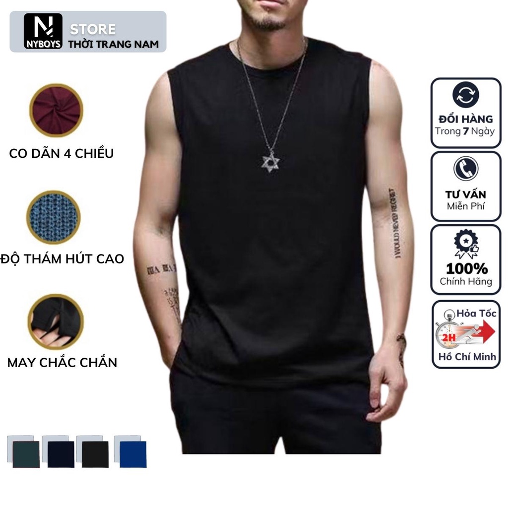 Áo Sát Nách Nam Tập Gym Thể Thao Cao Cấp Áo Ba Lỗ Thể Thao Co Dãn Thoáng Mát - 4 Màu