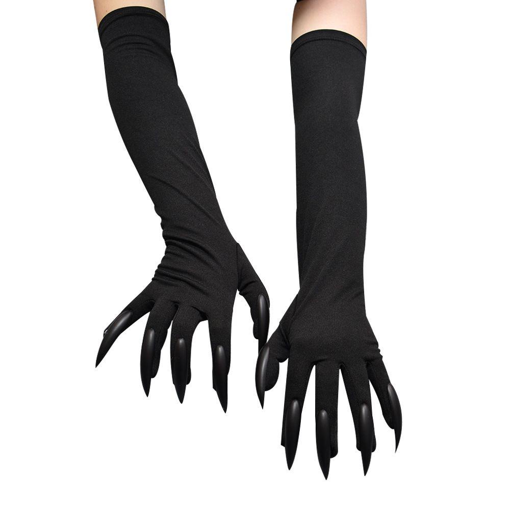 WONDER Găng Tay Đen Dài Hình Móng Vuốt Ma Vui Nhộn Cho Dịp Halloween