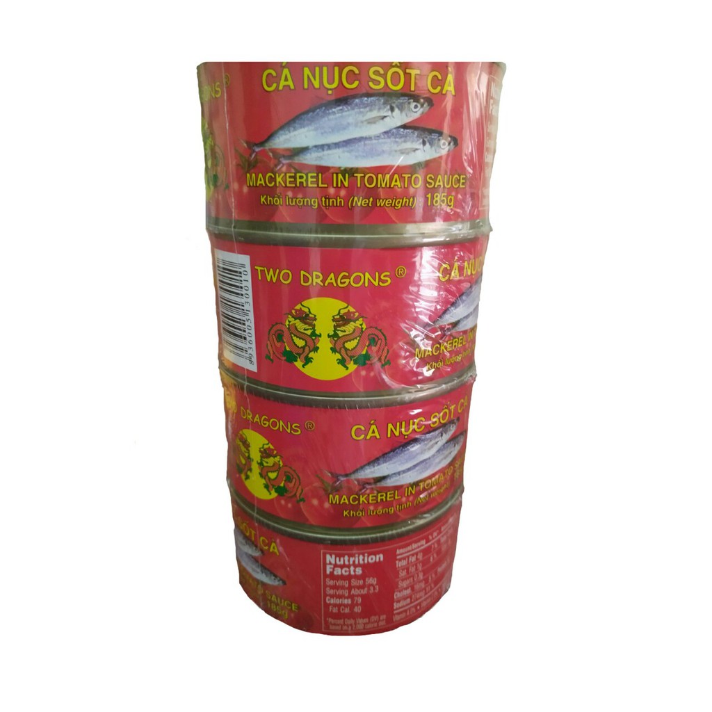 LỐC 4 HỘP CÁ NỤC SỐT CÀ HIỆU " TWO DRAGONS" ( N.W 185 GR/ HỘP)