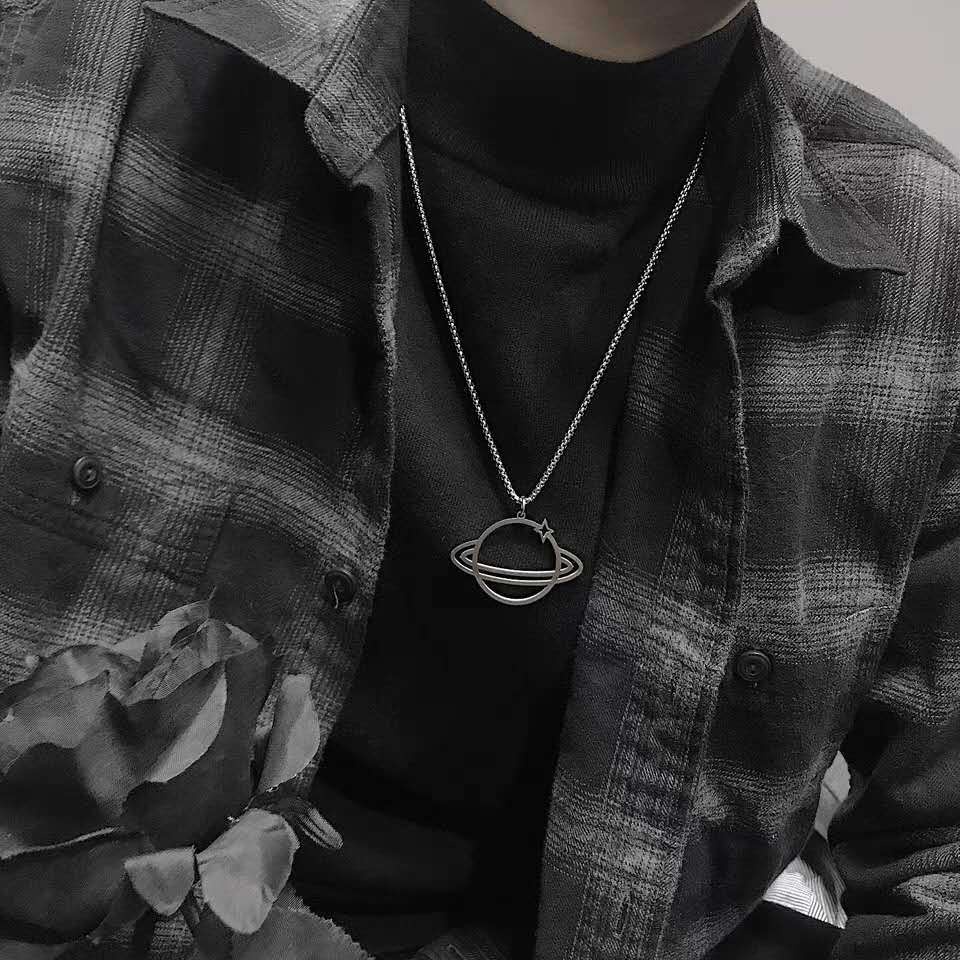 Vòng cổ Thép Titan Không Gỉ Mặt Hình Hành Tinh Phong Cách Hip Hop Thời Trang Unisex