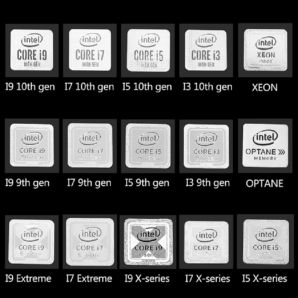 Miếng Dán Logo CPU Máy Tính Intel Core i9 i7 i5 i3 Thế Hệ 10 Bằng Kim Loại