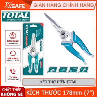 Kéo thợ điện TOTAL THT117871 | kéo mini cho thợ điện kích thước 178mm chất liệu thép không gỉ lưỡi kéo có răng cắt