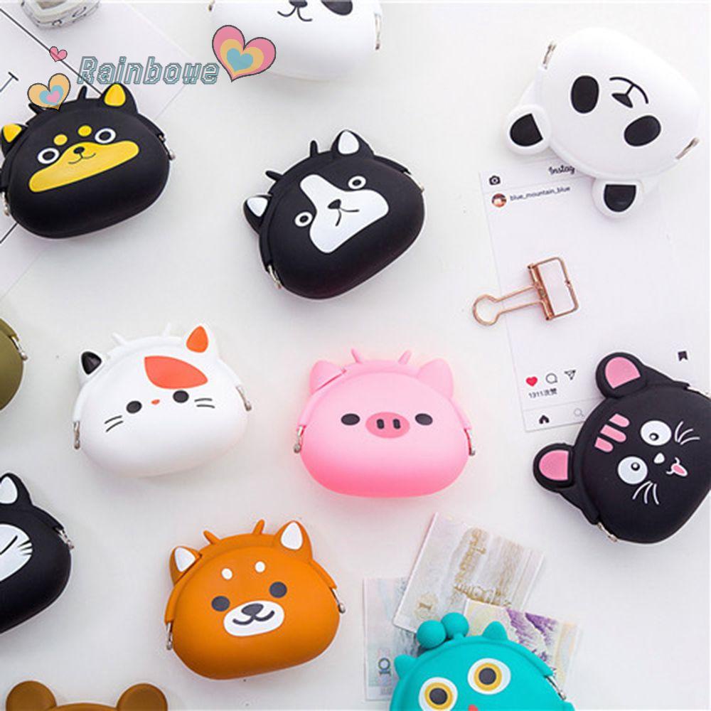 Túi Silicone Đựng Tai Nghe / Dây Cáp Sạc / Đồng Xu Màu Cầu Vồng Họa Tiết Hoạt Hình