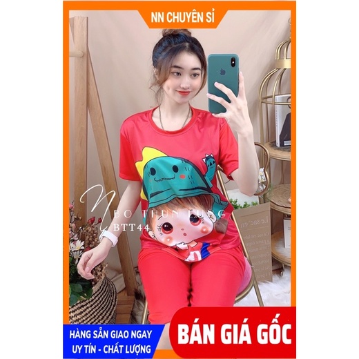 Đồ bộ thun lửng in hình cực xinh BTT44 ⚡Ảnh thật⚡ Đồ bộ mặc nhà