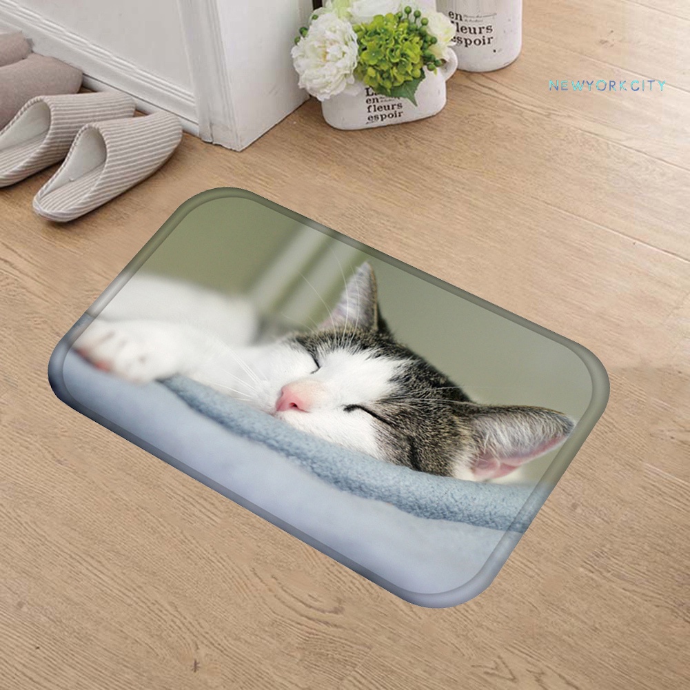 Thảm lót cửa chùi chân Chống Trượt In Hình Mèo 3D