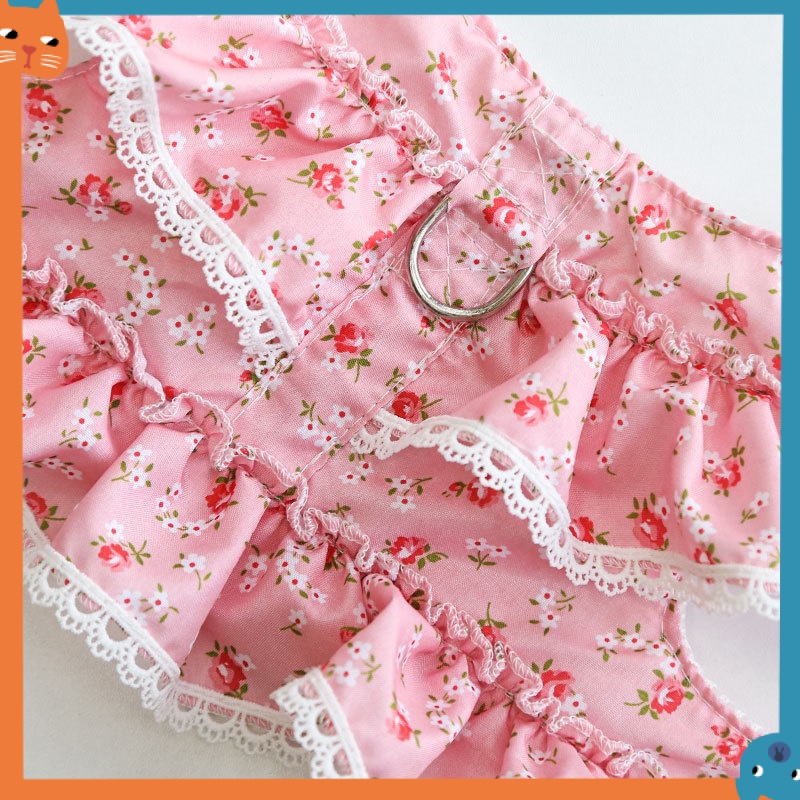 Dây Dắt Thú Cưng Đi Dạo Họa Tiết Hoa Xinh Xắn