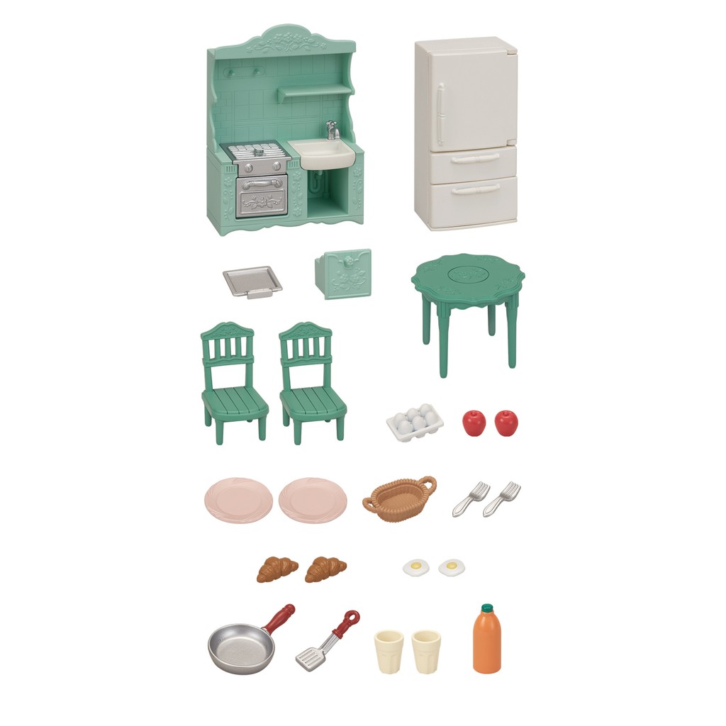 Đồ Chơi Sylvanian Families Calico Critters Bộ Nội Thất Nhà Bếp Bàn Ăn Cookin' Kitchen Set