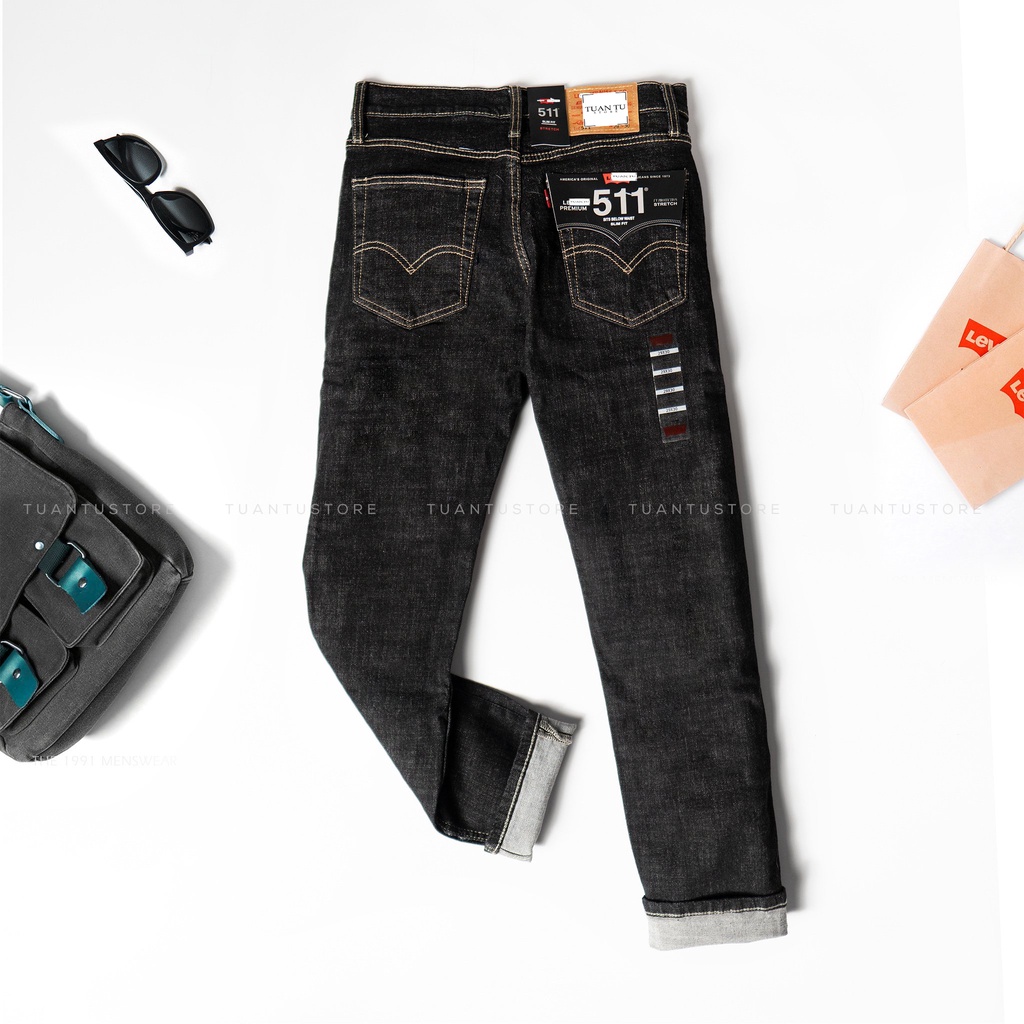 Quần Jean nam đen tiêu LV 511 cambodia (Form ống đứng Slimstrecth ,ống quần 17cm đến 19m,chất vải co dãn) t03 | BigBuy360 - bigbuy360.vn