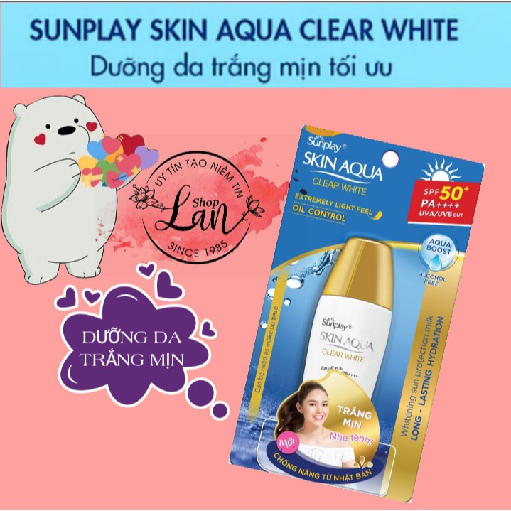 Sữa Chống Nắng SUNPLAY SKIN AQUA Clear White Dưỡng Da Trắng Mịn Tối Ưu SPF50+ PA++++ - 55g