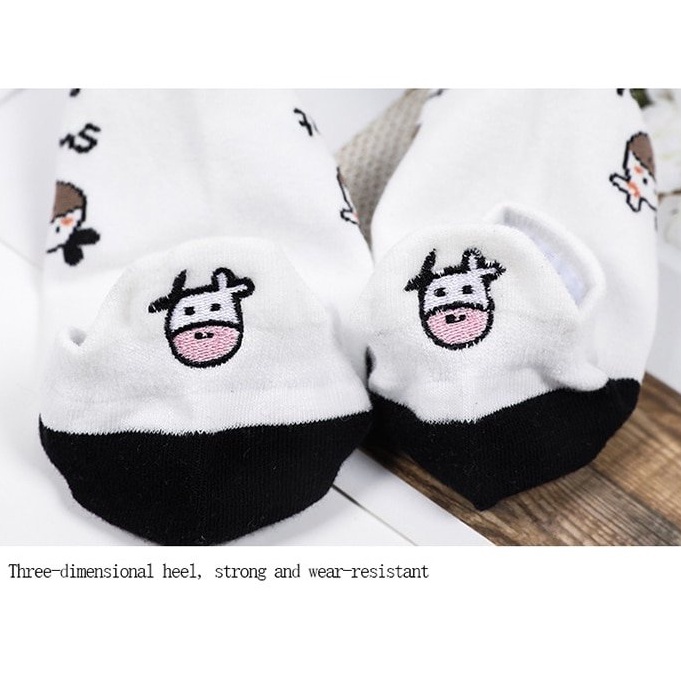 Tất ngắn nữ họa tiết bò sữa cute - set 5 đôi - HCM