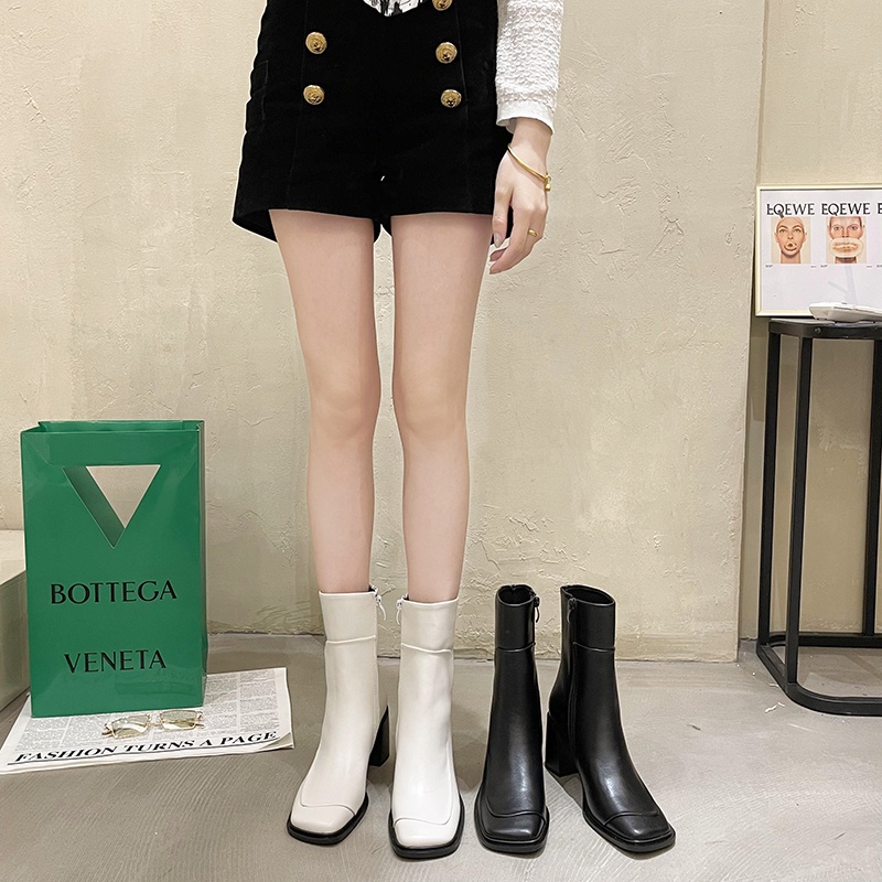 Giày bốt cao gót ống thấp thời trang Hàn Quốc 2021 cho nữ | BigBuy360 - bigbuy360.vn