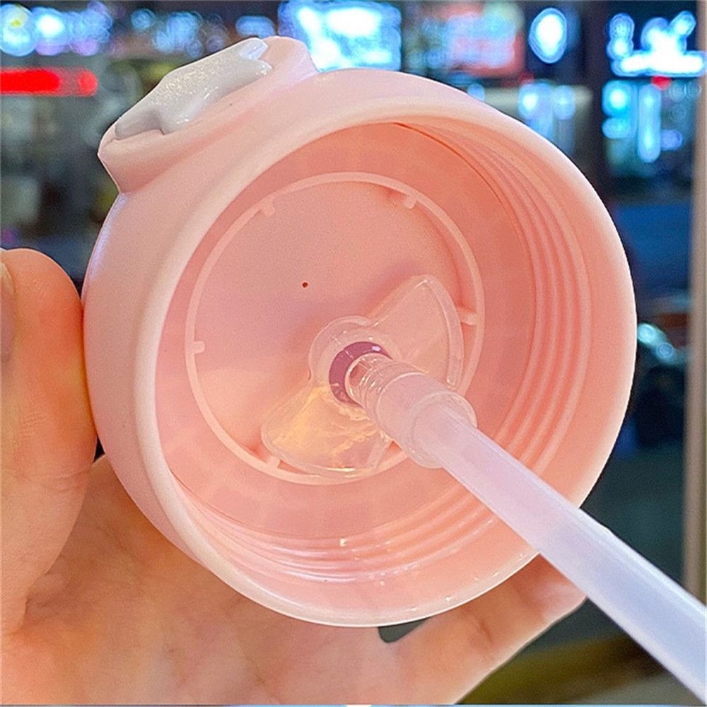 Bình Nước 600ML Kèm Ống Hút In Hình Hoạt Hình Dễ Thương Dành Cho Trẻ Nhỏ