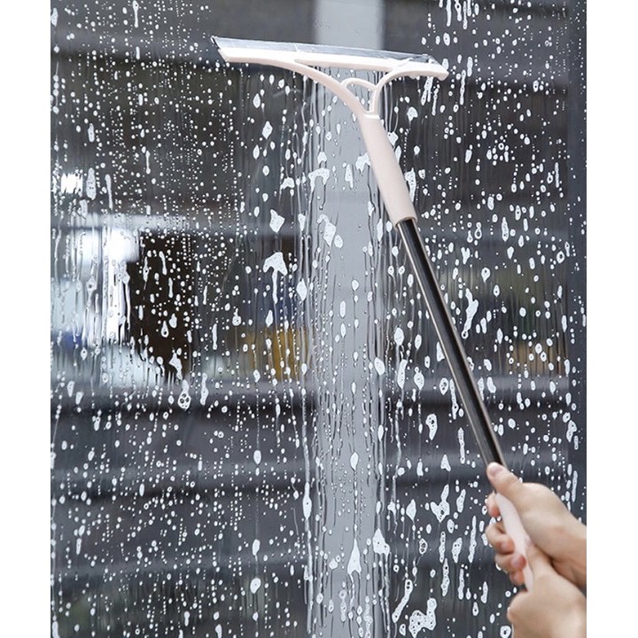 Dụng cụ gạt kính cán dài inox, Cây gạt kính cầm tay inox cán dài chắc chắn lưỡi mềm - MS116
