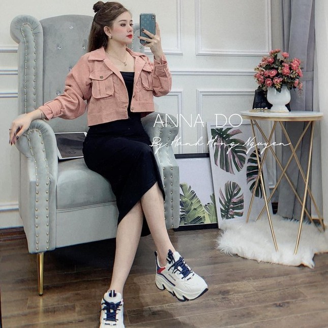 SET 2 MÓN Đầm Hai Dây Mix Áo Khoác Hồng Siêu Xinh, Set Áo Váy Dáng Dài Dự Tiệc