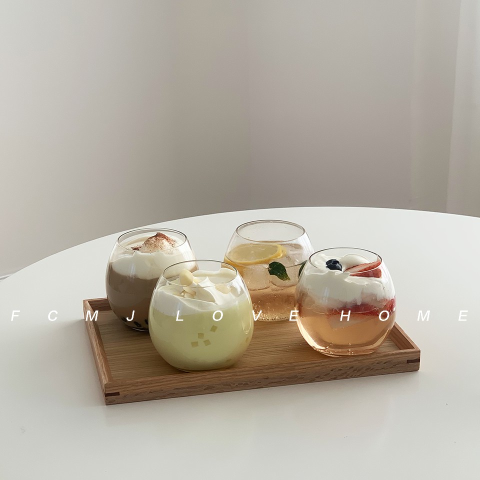 Cốc thủy tinh chịu nhiệt kiểu Bắc Âu cao cấp dùng để uống cà phê đá/soda/sữa tráng miệng bữa sáng dùng trong nhà hàng