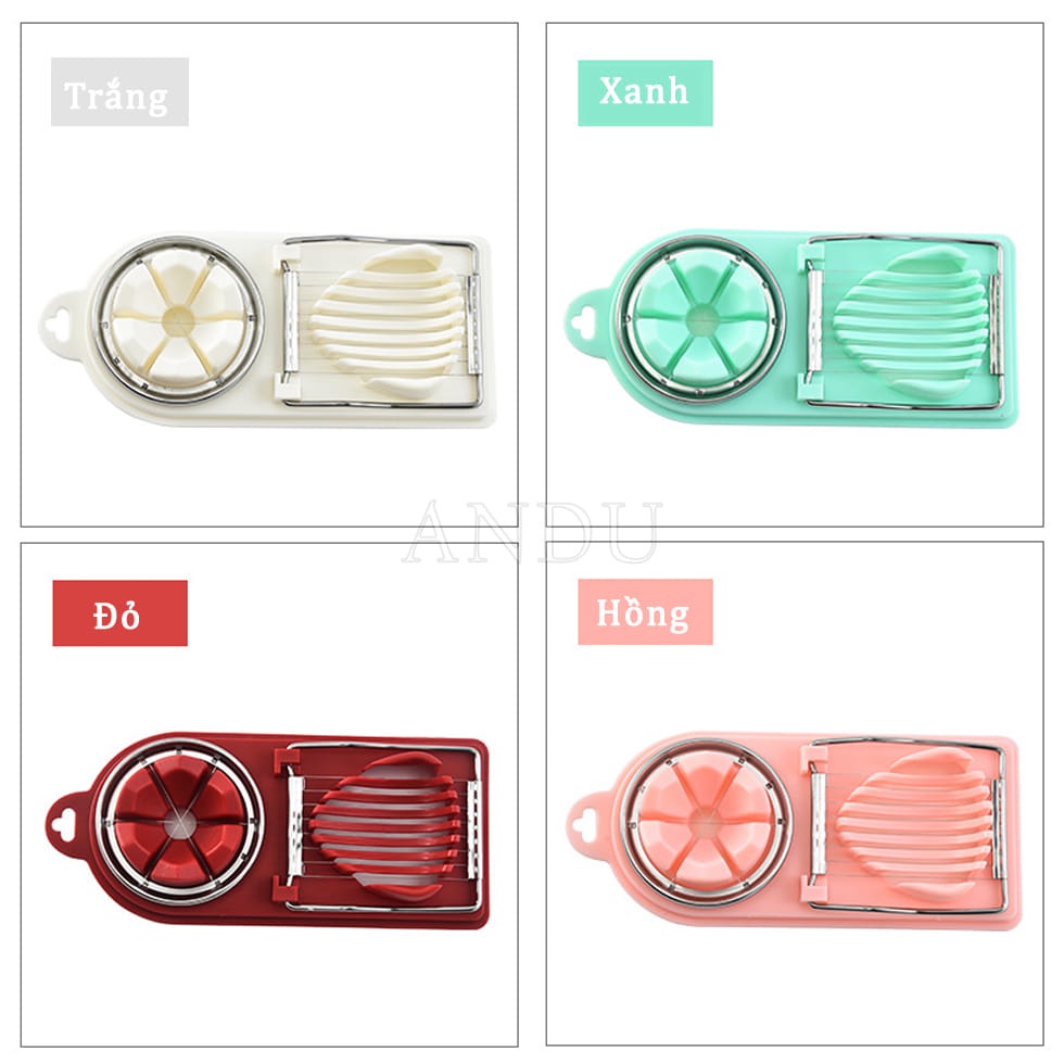 Dụng Cụ Cắt Trứng Luộc 2 Trong 1 Bằng Thép Không Gỉ