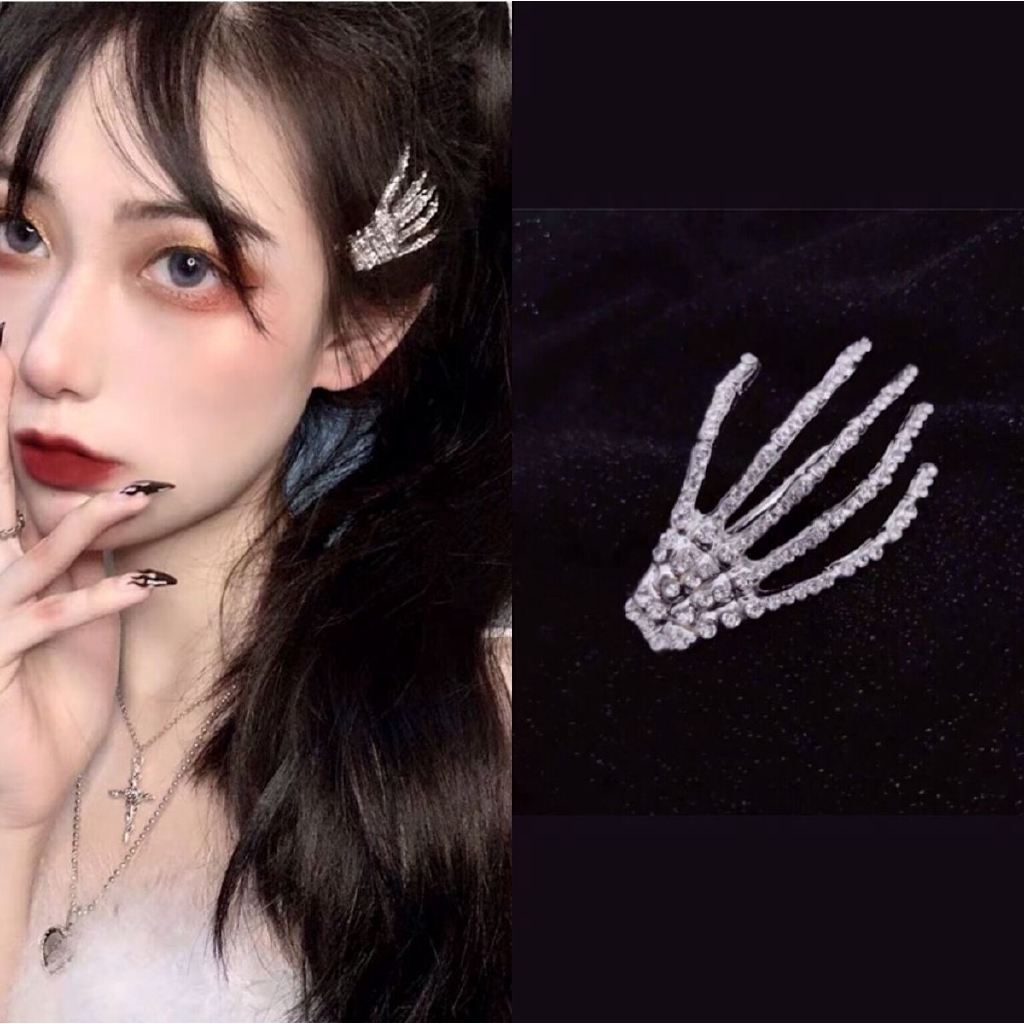 Kẹp Tóc Kim Loại Đính Đá 22275 Phong Cách Punk Cá Tính