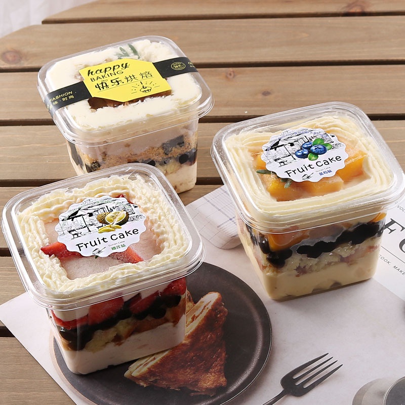 Hộp nhựa vuông đựng bánh tiramisumousse (set 10 hộp)