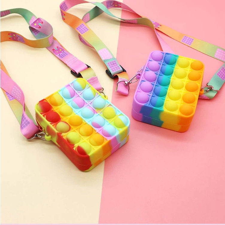 Đồ chơi bóp silicon pop it hình túi xách nữ đeo chéo đẹp túi mini chất liệu slime đồ chơi độc đáo xả stress