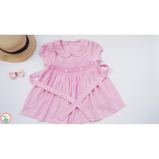 Đầm smock cổ sen cho bé gái